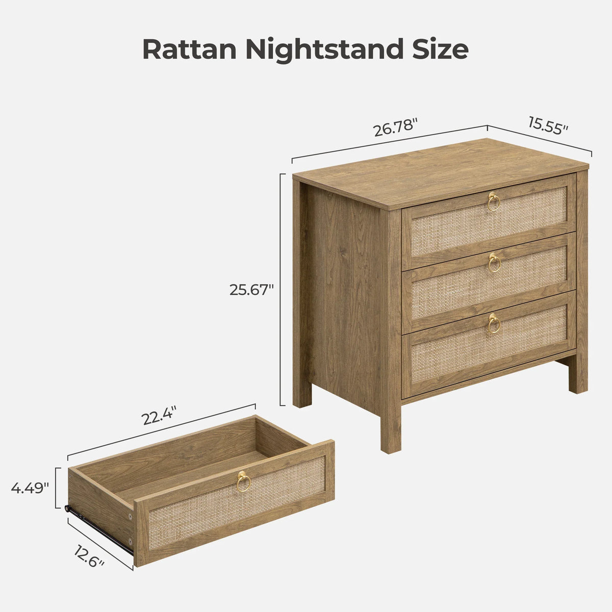 Terra 3 Drawers Nightstand