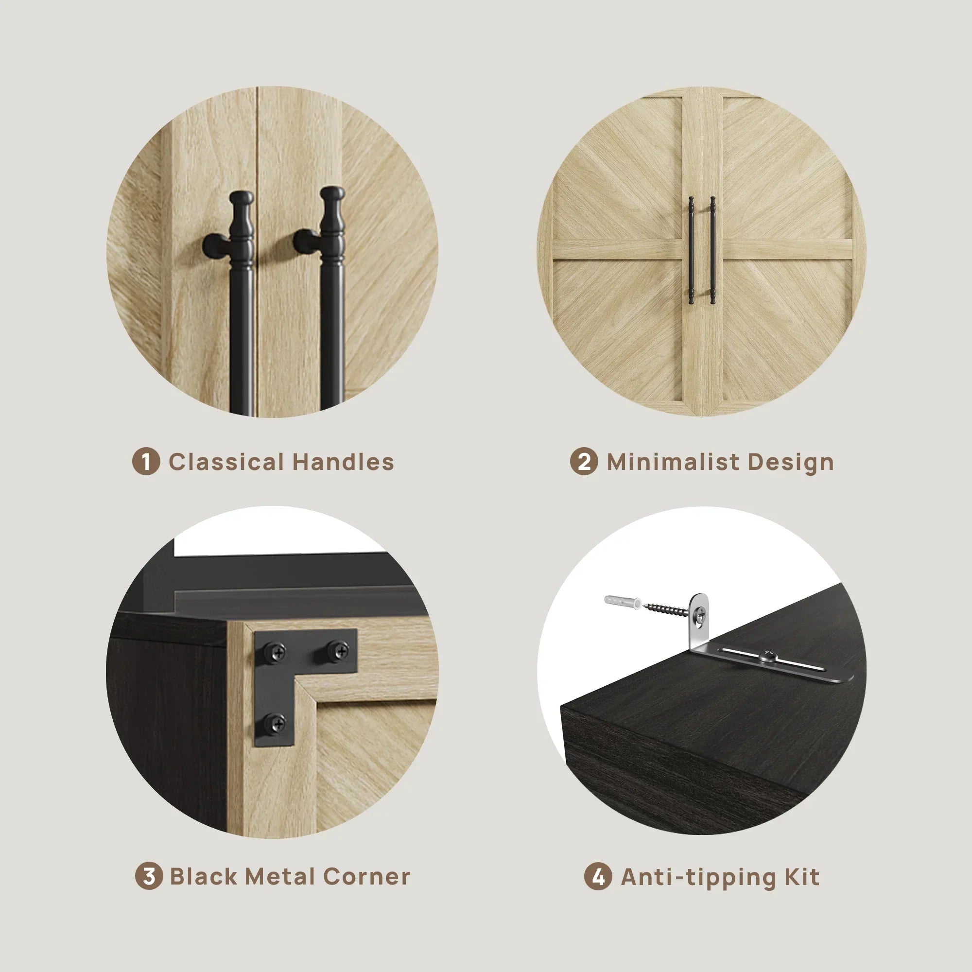 Willow 2 Doors Bookshelf, 75.3 Inch Tall