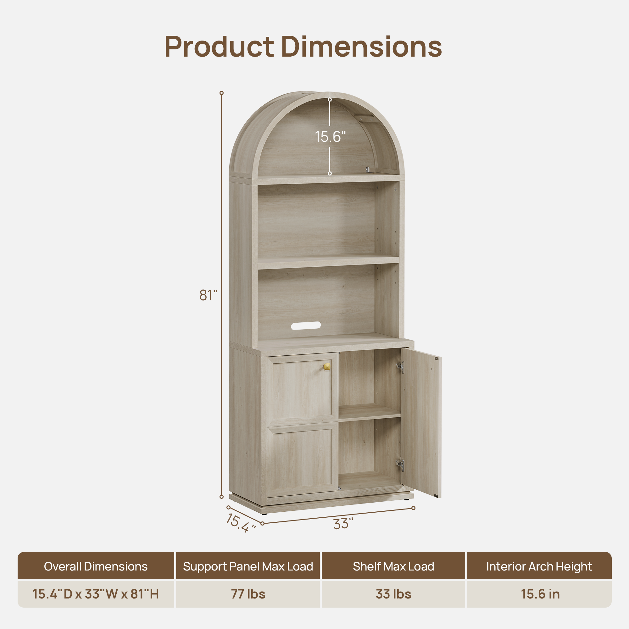 Helio 2-Door Arched Bookcase with Oval Cutout