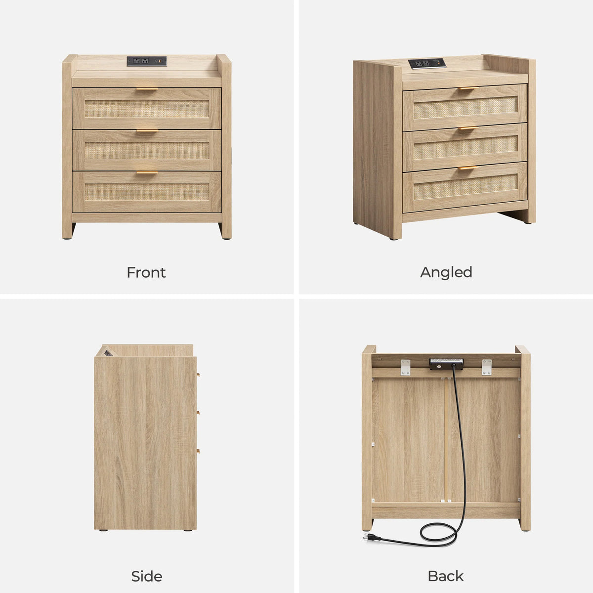 Savanna Boho End Table with 3-Drawer