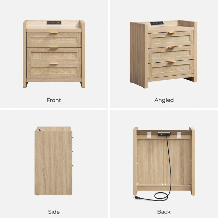Savanna Boho End Table with 3-Drawer