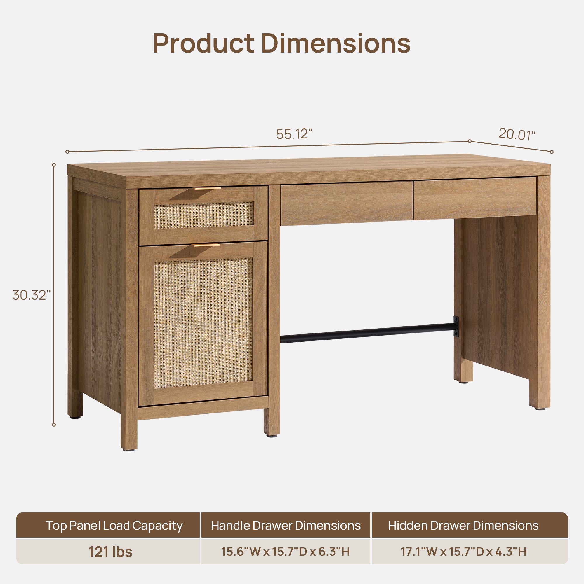 Savanna Vanity Desk with 3 Drawers