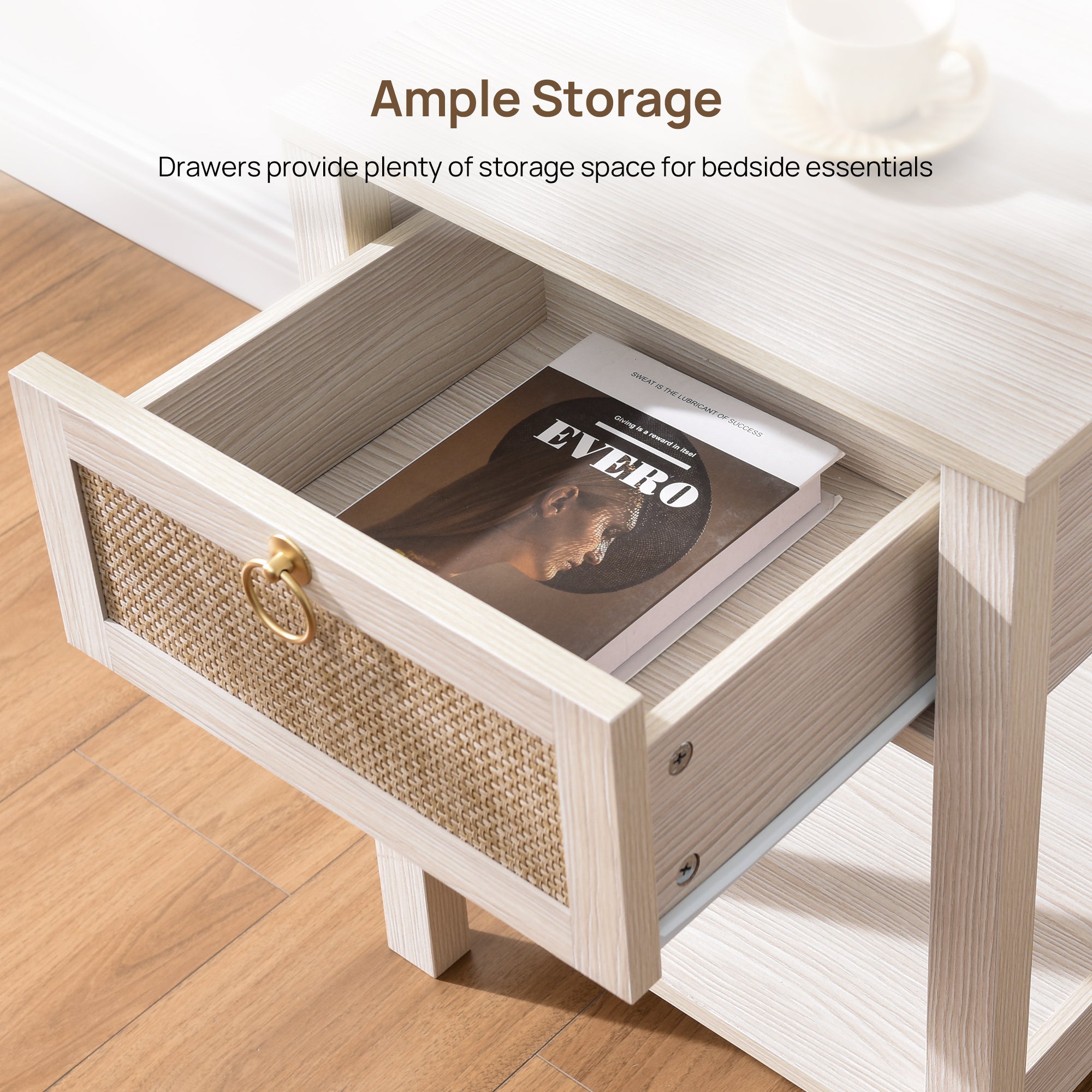 Terra Black Rattan Nightstand