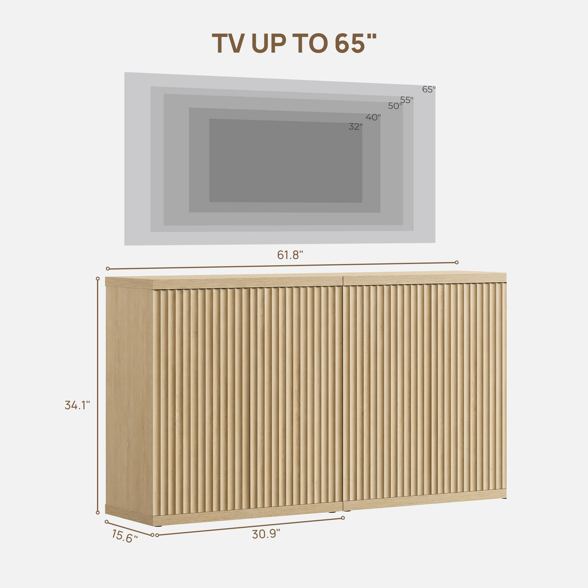 Stria Media Console with Storage for 55Inch TV, Set of 2