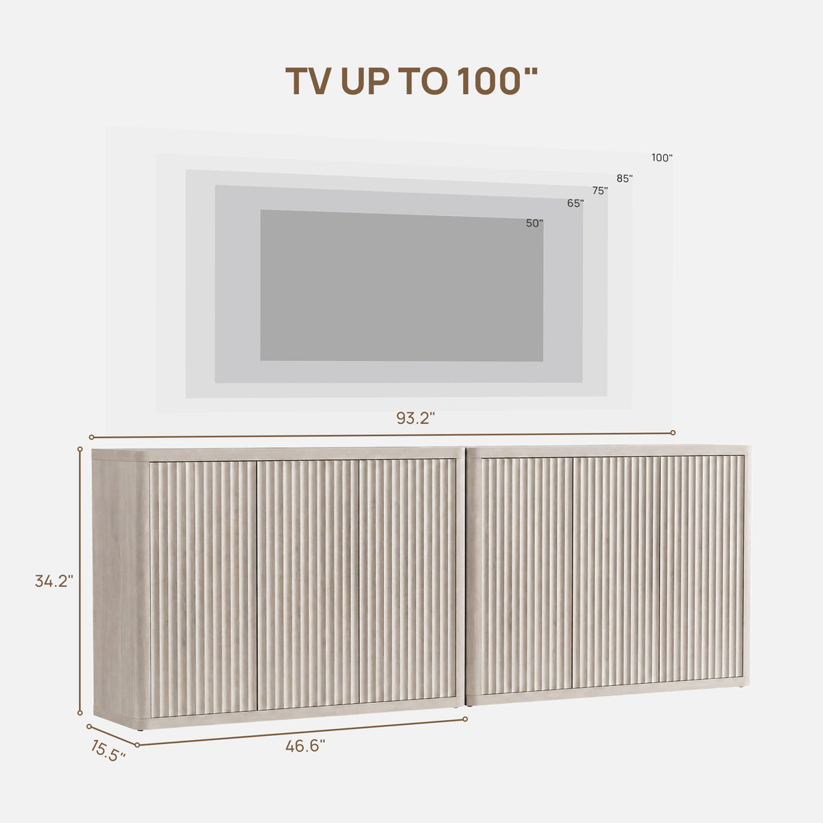 Cas TV Stand with 3 Doors, 46.6Inch Wide
