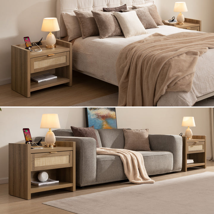 Savanna Nightstand with Charger and Dresser Set