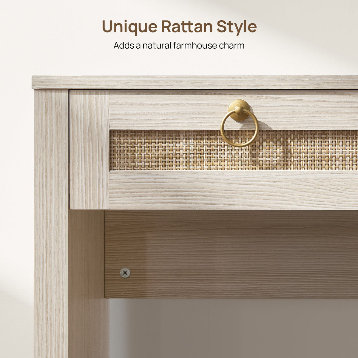 Terra Office Desk with 3 Drawers - White Cream Oak - 2 Pieces