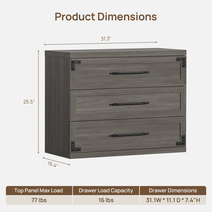 Willow 3-Drawers Nightstands Set - 2 Pieces - Sand Beige