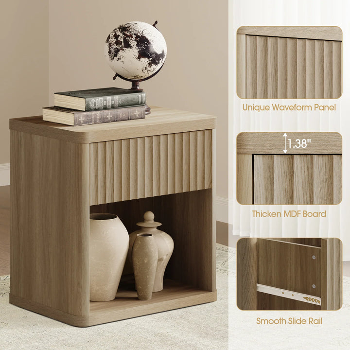 Cas Night Stand with Storage, 24.1 Inch Tall