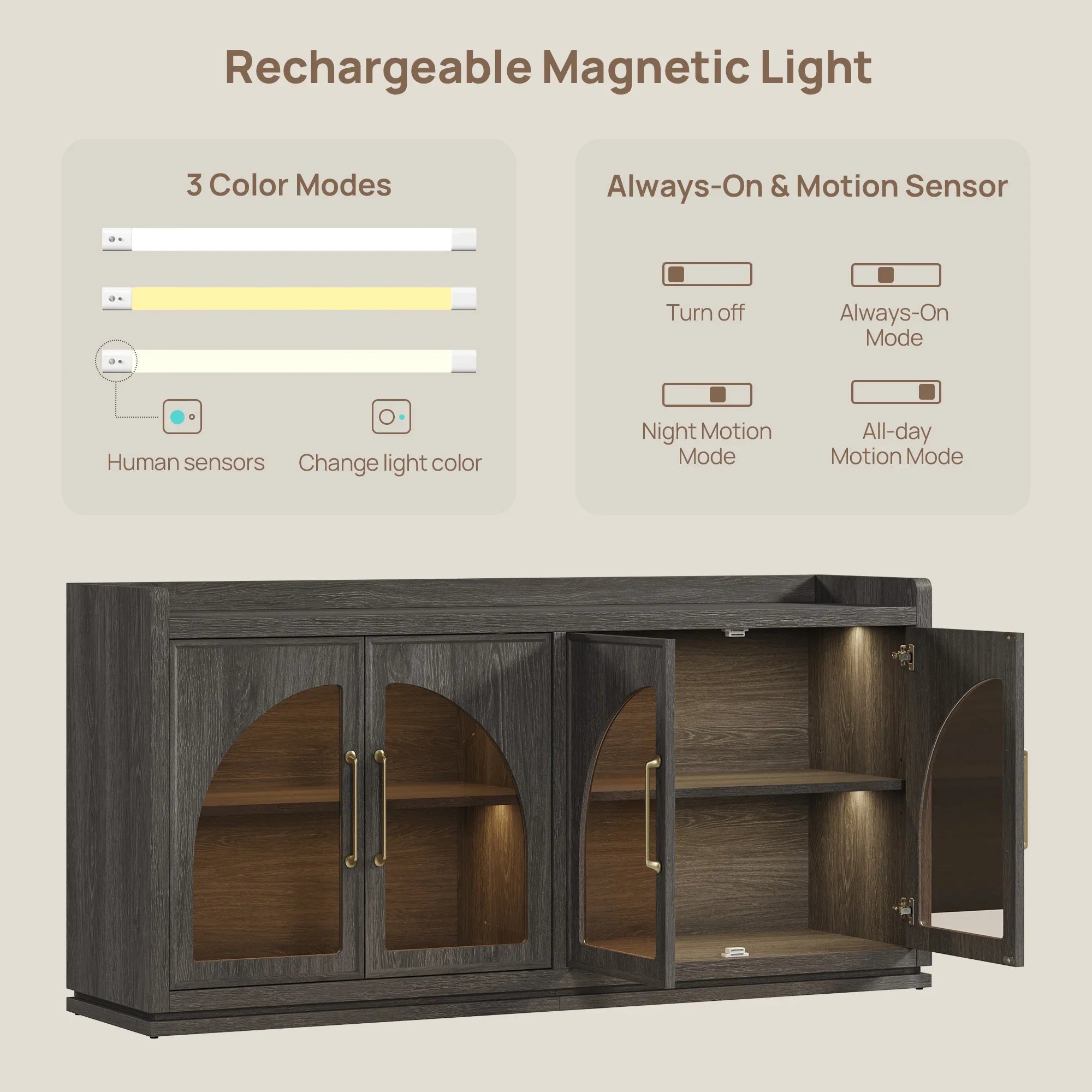 Helio Glass-Door Sideboard Cabinet
