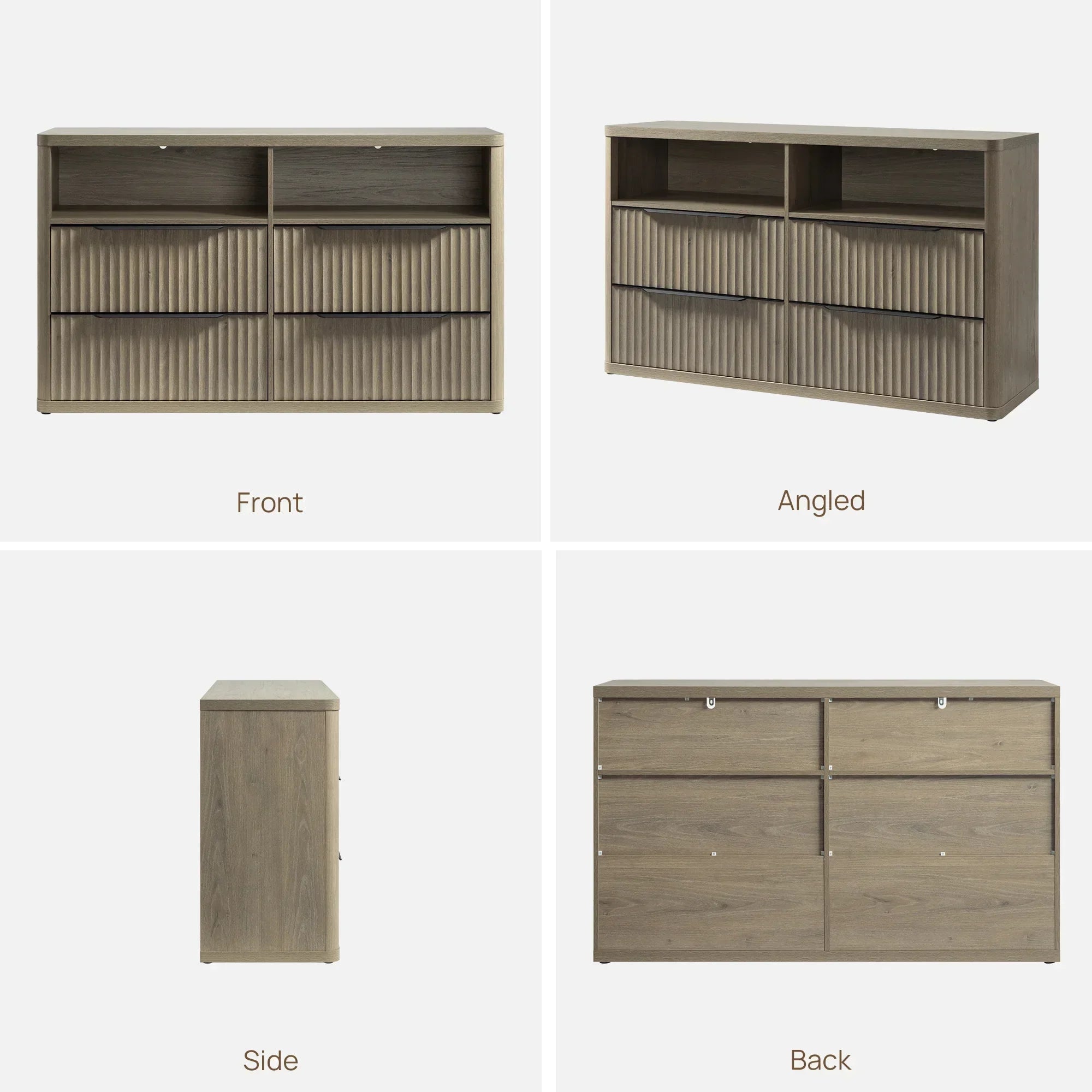 Cas 4 Drawer dresser with Open Shelf
