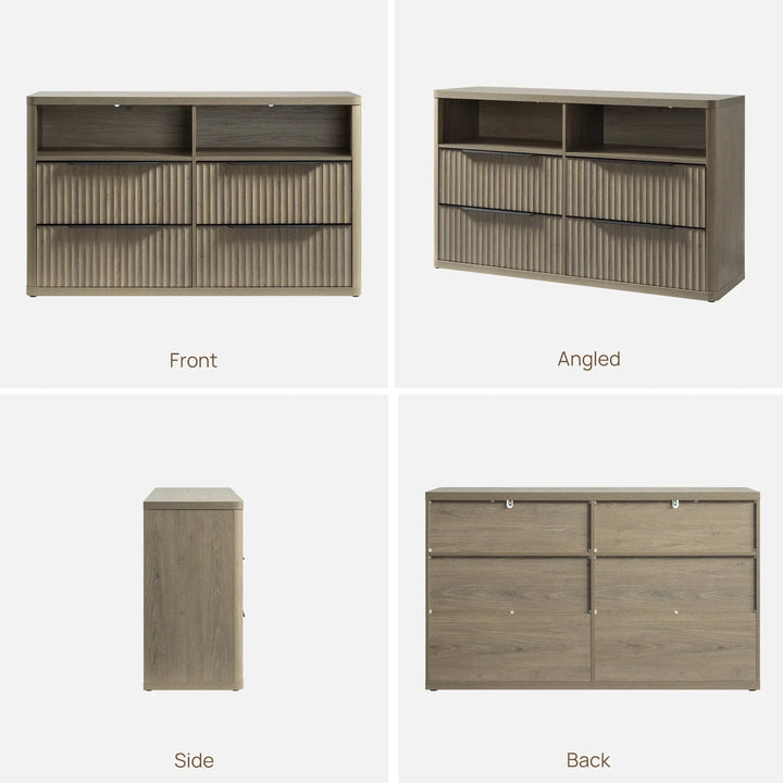 Cas 4 Drawer dresser with Open Shelf