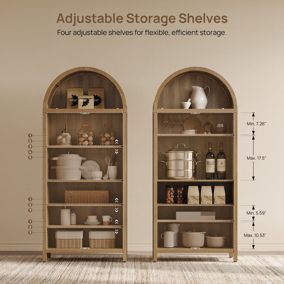Savanna 72.8Inch-Tall Pantry Cabinet, Arched Design