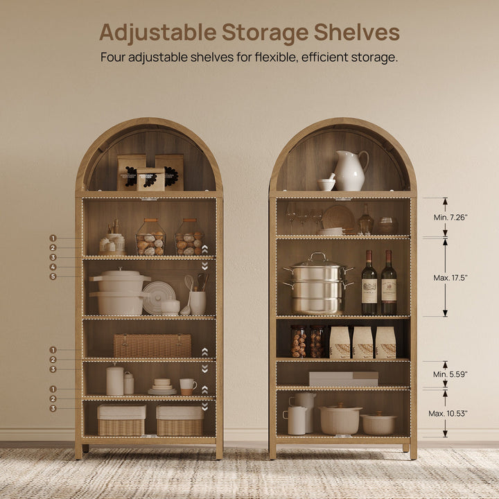 Savanna 72.8Inch-Tall Pantry Cabinet, Arched Design, Set of 2