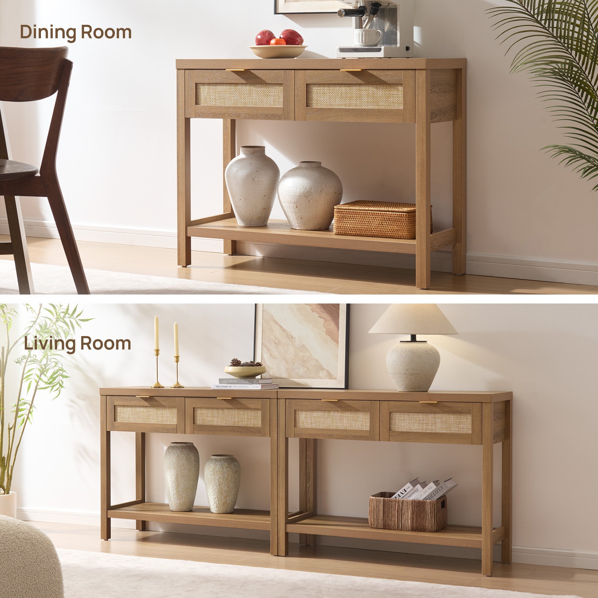 Savanna Rattan Console Table for Entryway