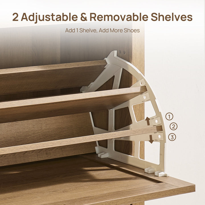 Savanna Flip Door Shoe Cabinet, 30 Pairs Shoes, Set of 2