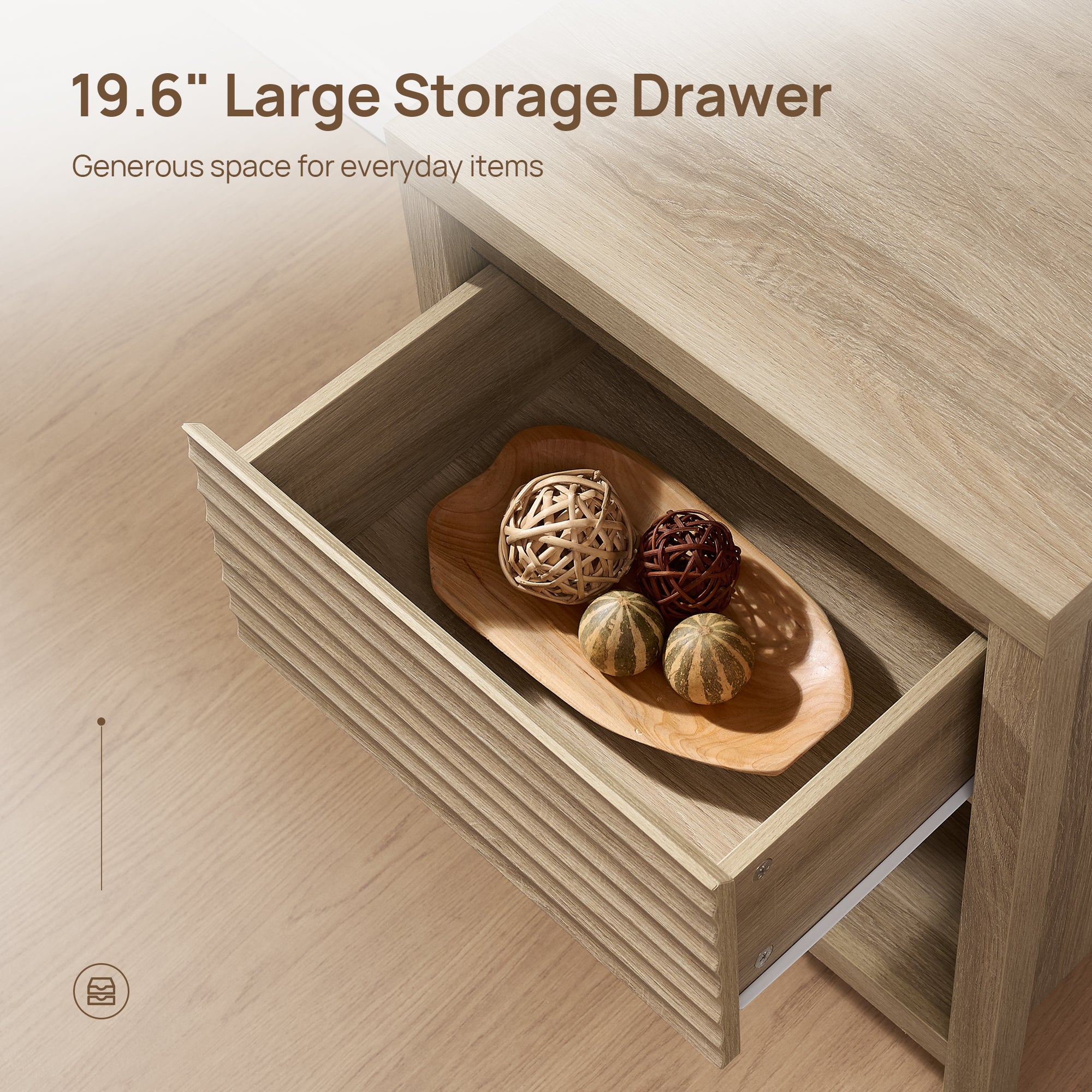 Prelude Wave-Pattern Nightstand with Drawer