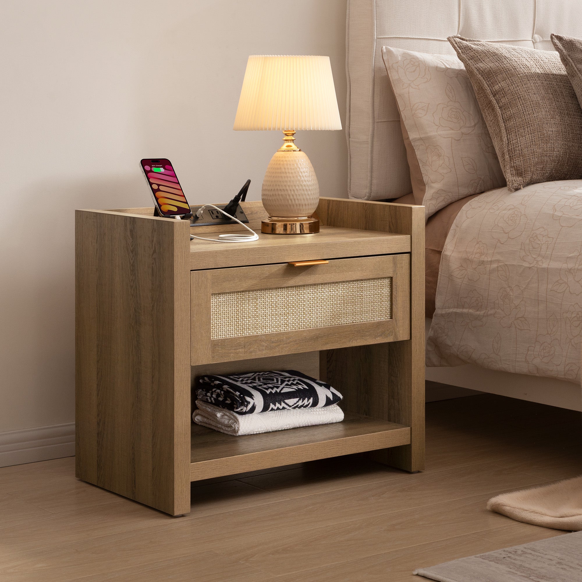 Savanna Nightstand with Charger and Dresser Set