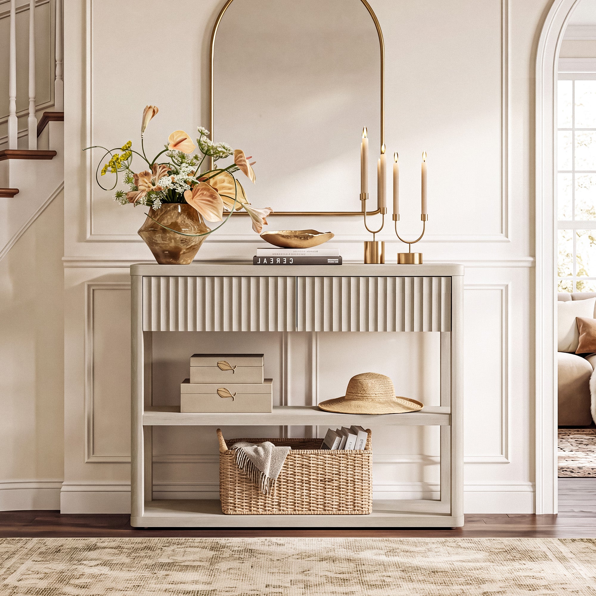 Cas Narrow Console Table with Drawers