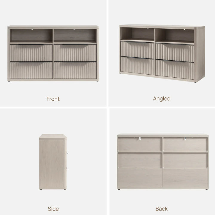 Cas 4 Drawer dresser with Open Shelf