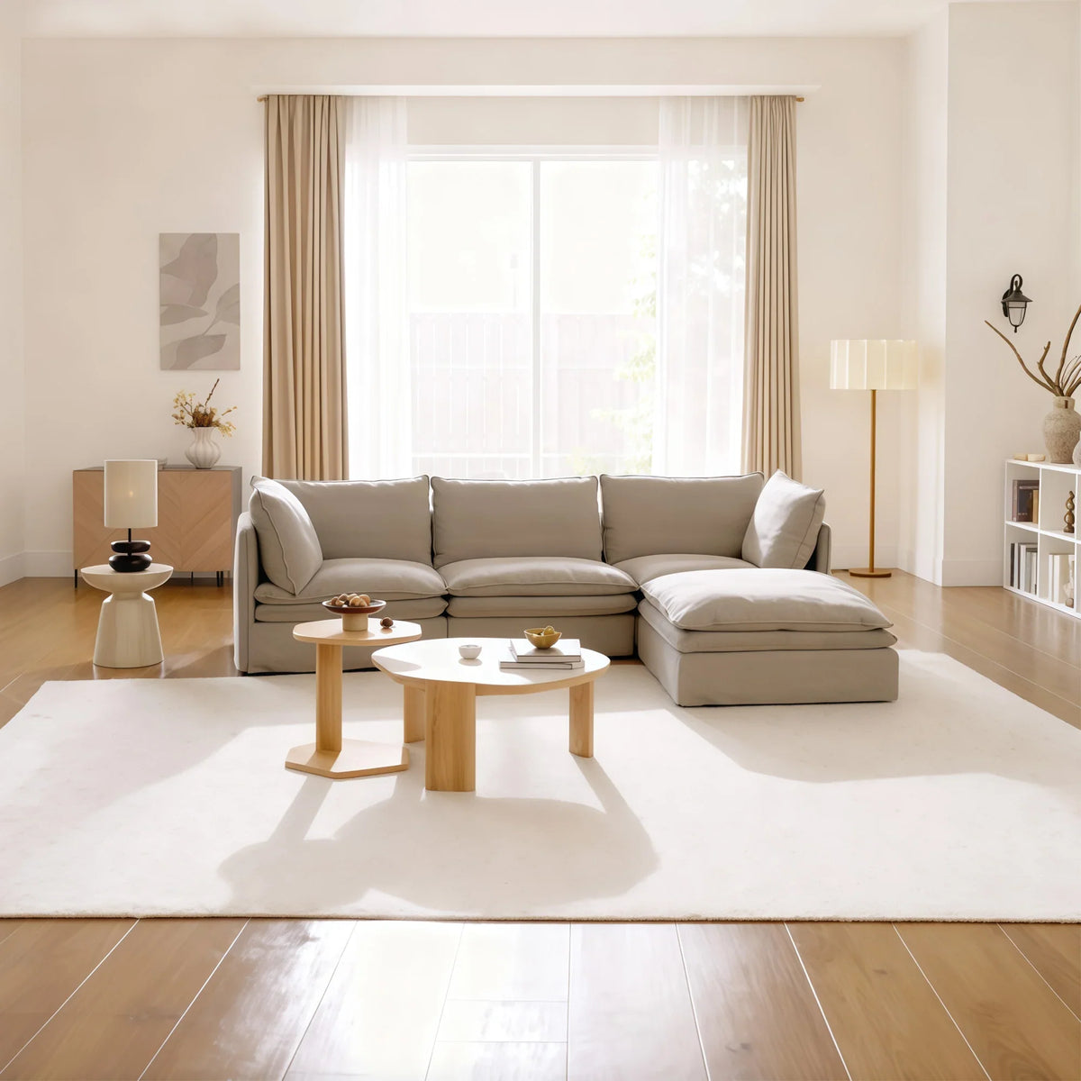 Eira L-Shape Sofa of 3 Seaters with Ottoman