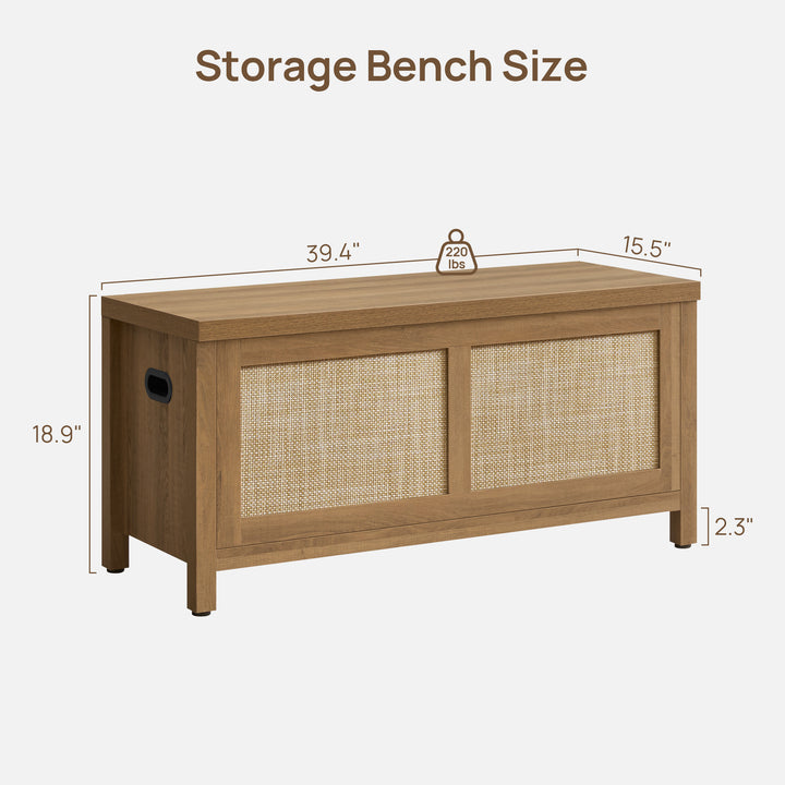 Savanna Flip-Open Rattan Shoe Bench