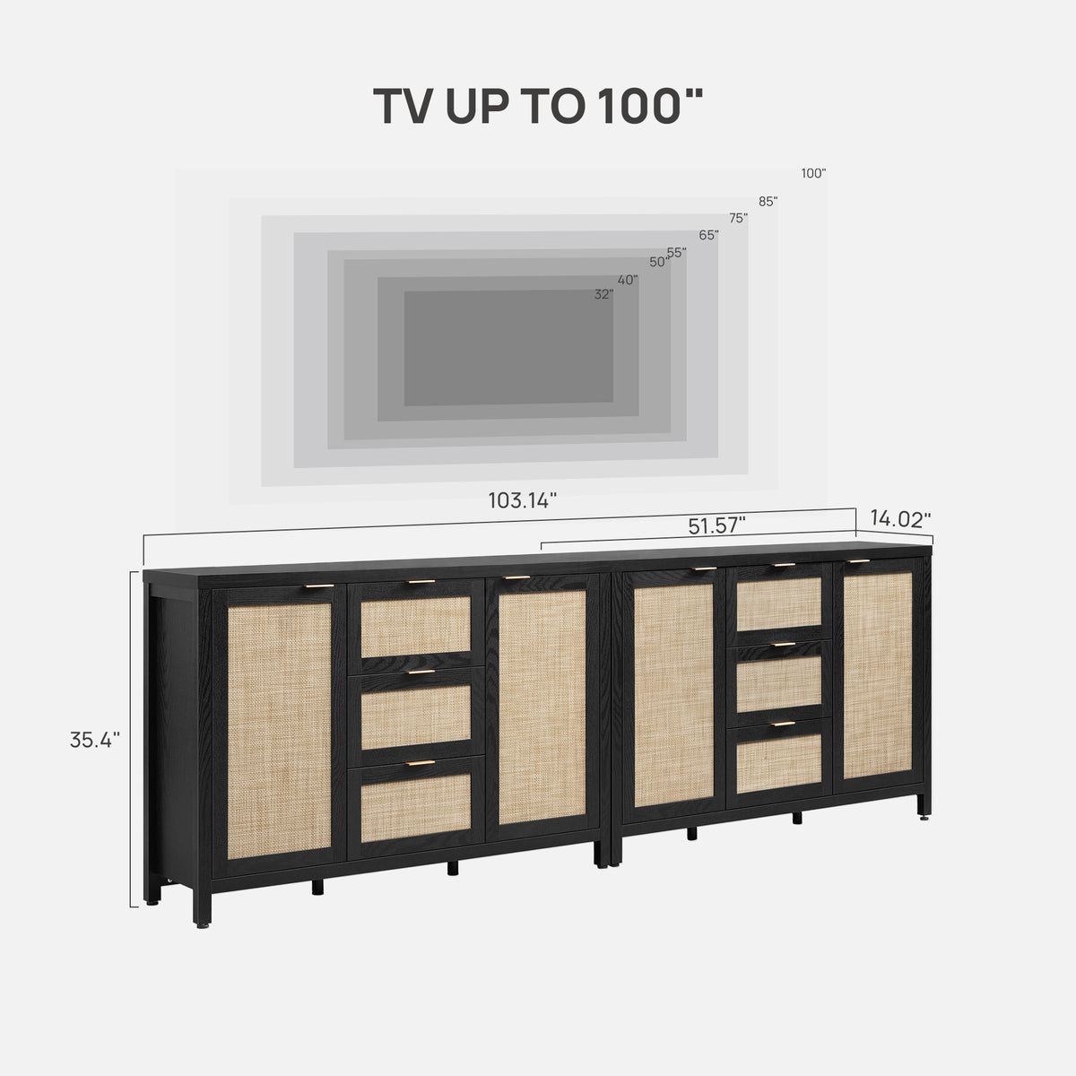 Savanna Sideboard Cabinet with 3 Drawers，Set of 2