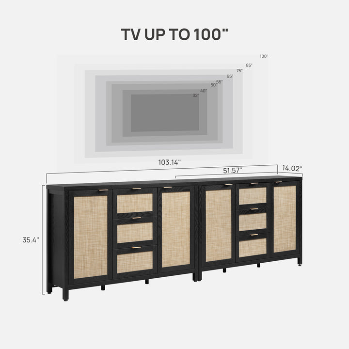 Savanna Sideboard Cabinet with 3 Drawers，Set of 2