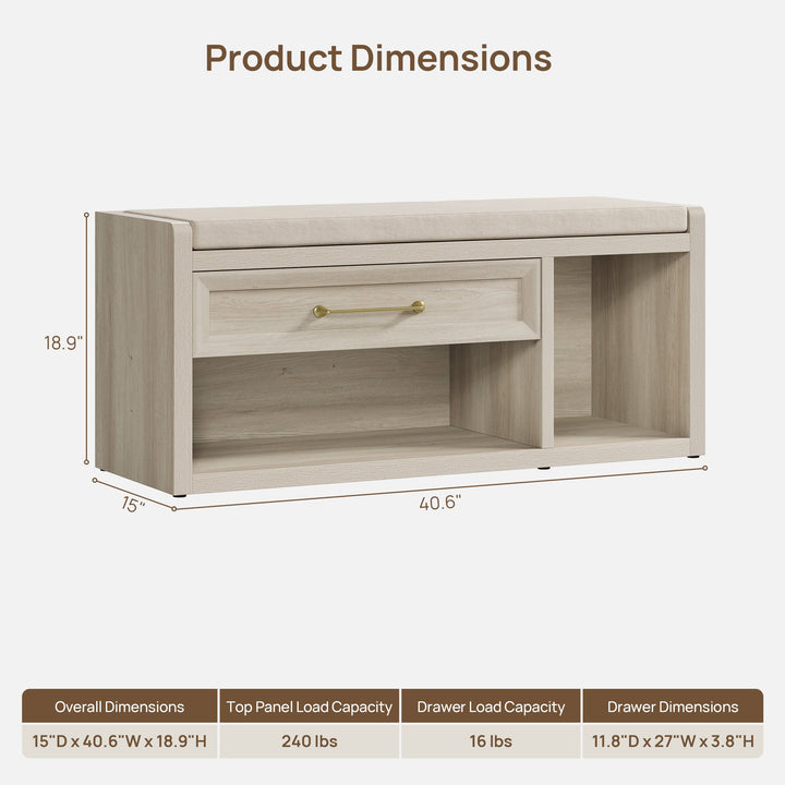 Helio Shoe Bench with Drawer, Set of 2