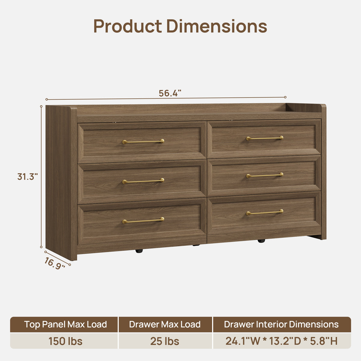 Helio Modern Dresser with 6-Drawer for Bedroom, Set of 2