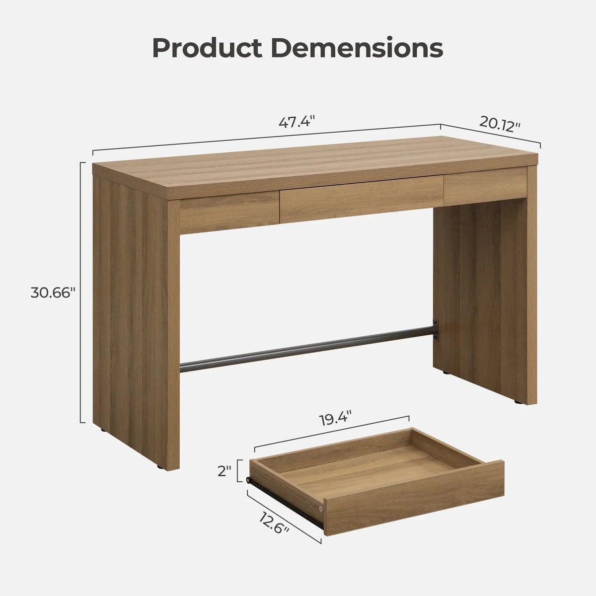 Savanna Desk with Drawer - 1 Piece - Black Oak