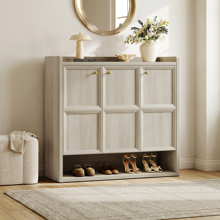 Helio 26-Pair Shoe Cabinet, 3 Doors Storage