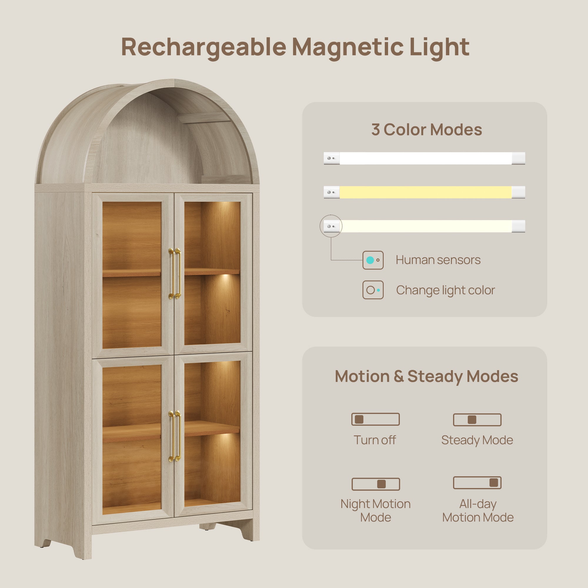 Helio Modern Glass-Door Display Cabinet