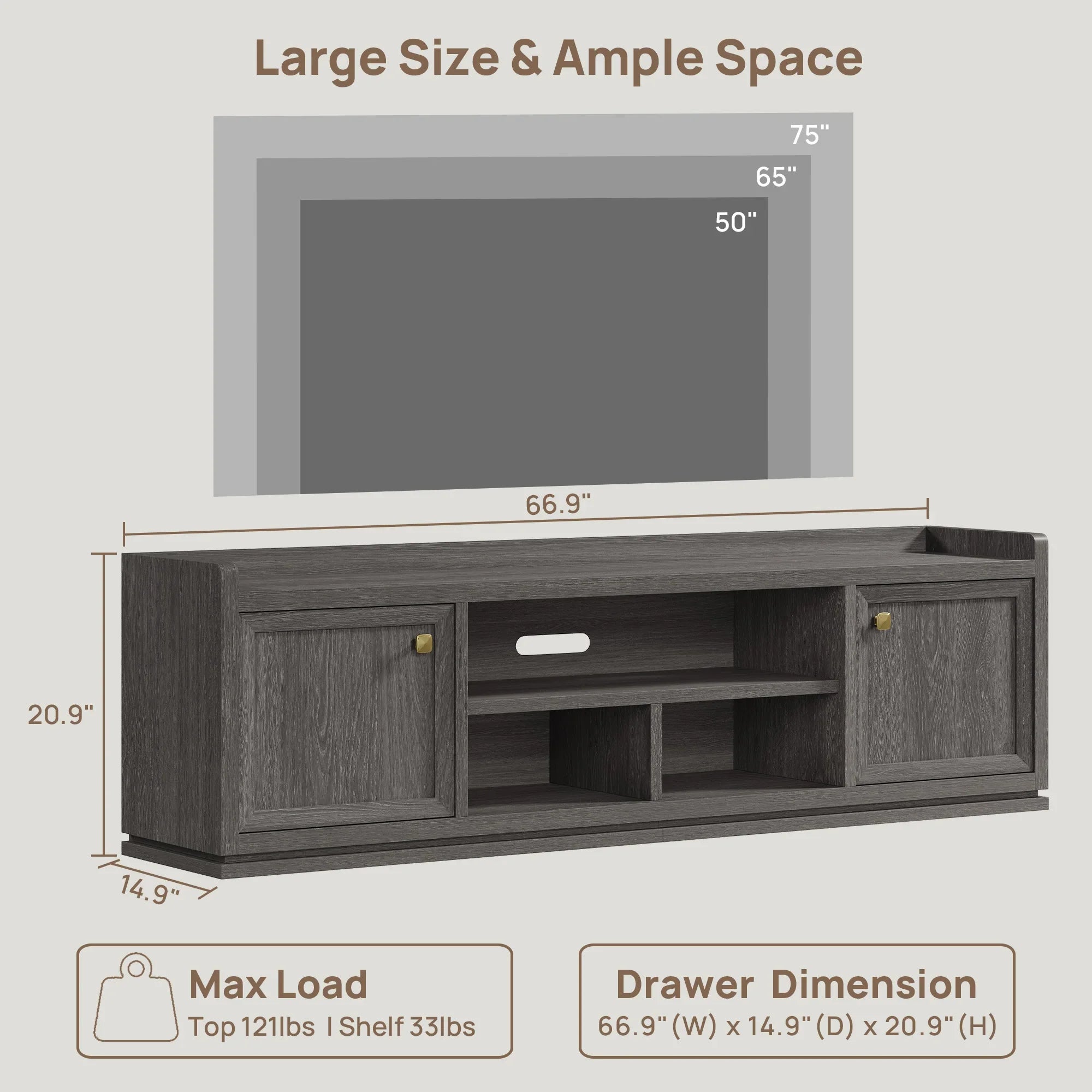 Helio Modern TV Stand with Doors