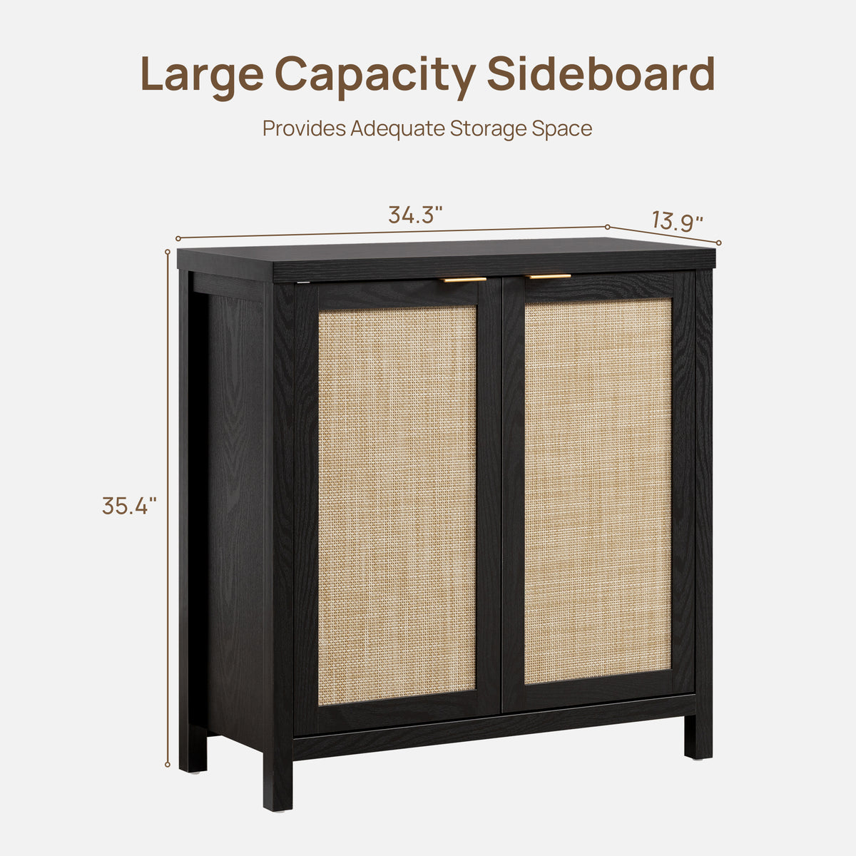 Savanna Black Rattan TV Console with Doors, Set of 3