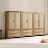 Savanna Rattan Wardrobe, 2 Drawers - 3 Pieces - Reclaimed Caramel Oak