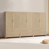 Savanna Rattan Wardrobe, 2 Drawers - 3 Pieces - Reclaimed Light Oak