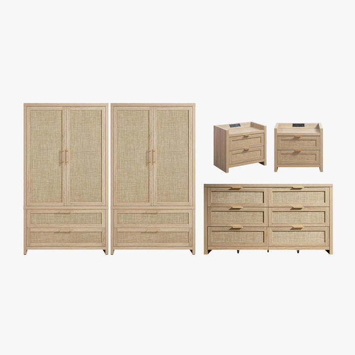Savanna 6-Drawer Dresser, Wardrobe and 2-Drawer Nightstand Set