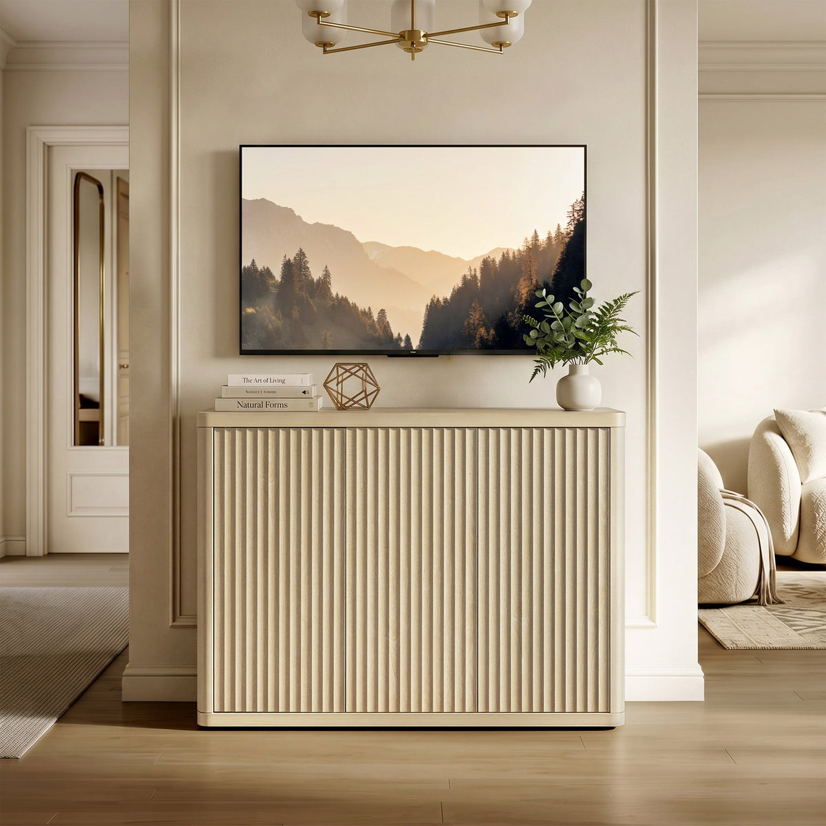 Cas TV Console with 3 Doors, Entertainment Center