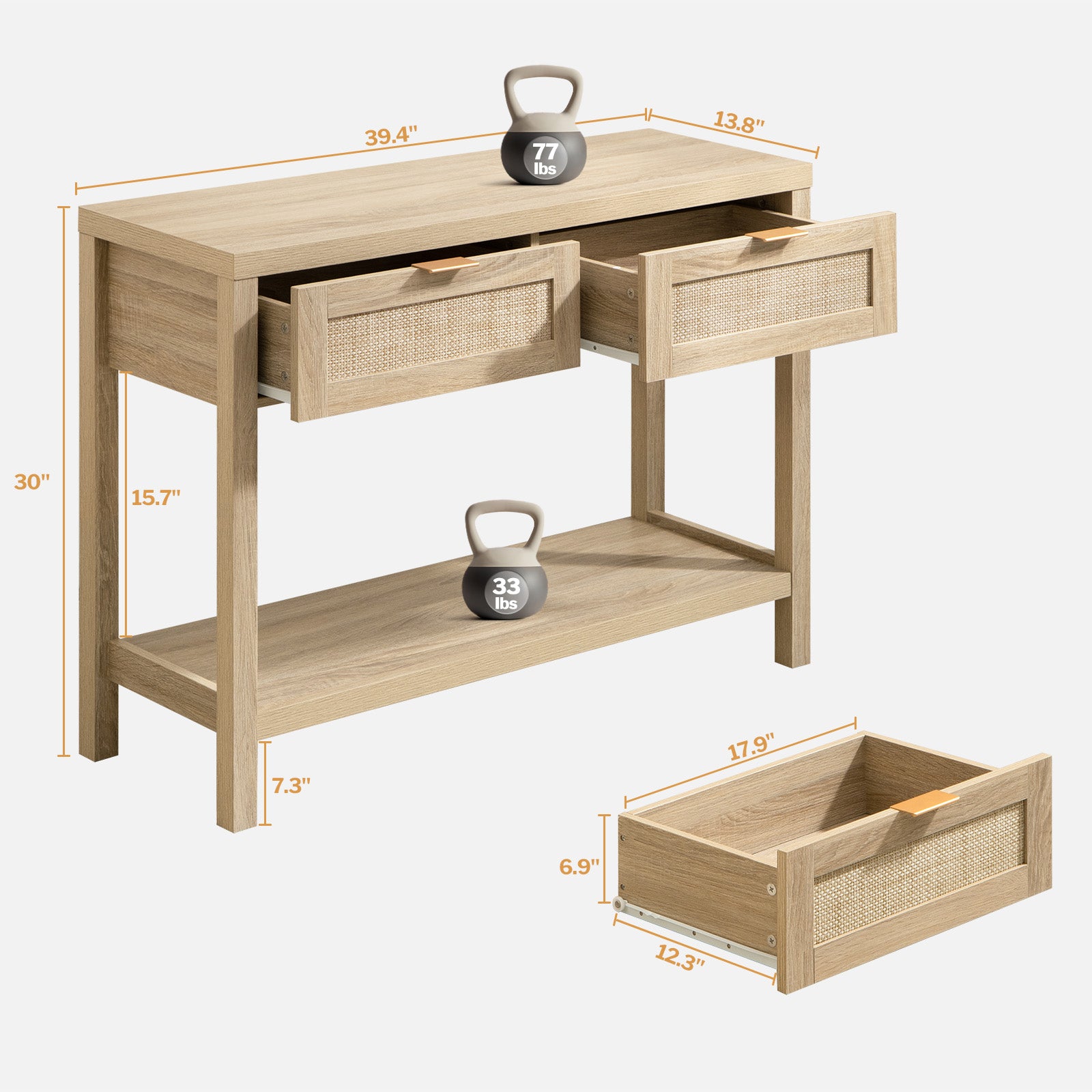 Savanna Console Table with 2 Drawers - Sicotas