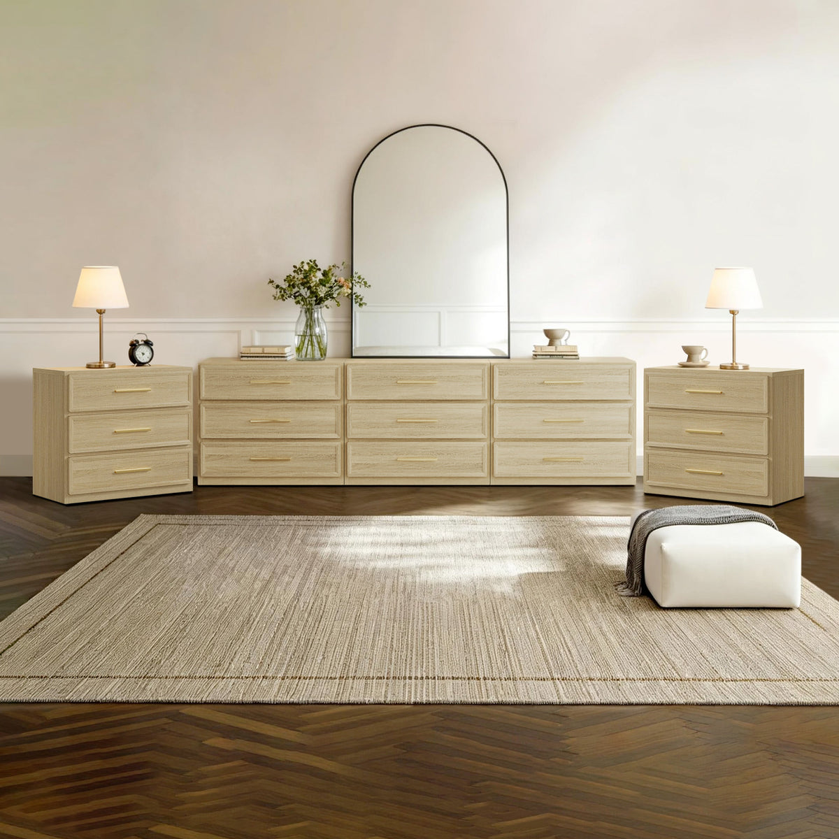 Crescent Modular 26.6'' Tall 9 Drawers Dresser and Nightstands Set