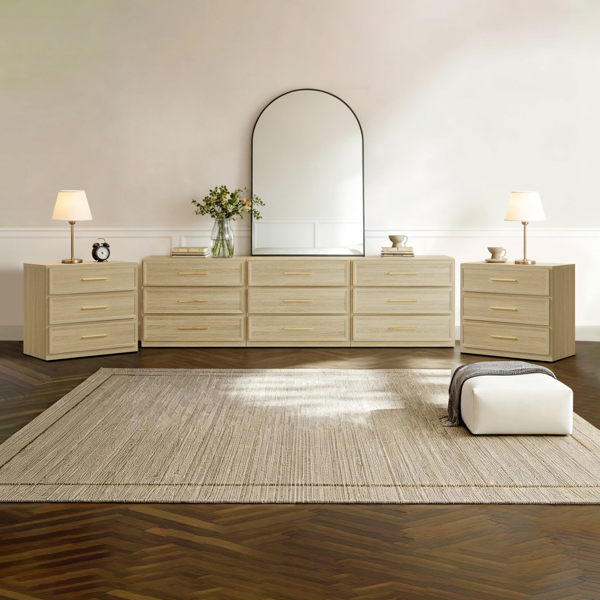 Crescent Modular 9 Drawers Dresser and Nightstands Set