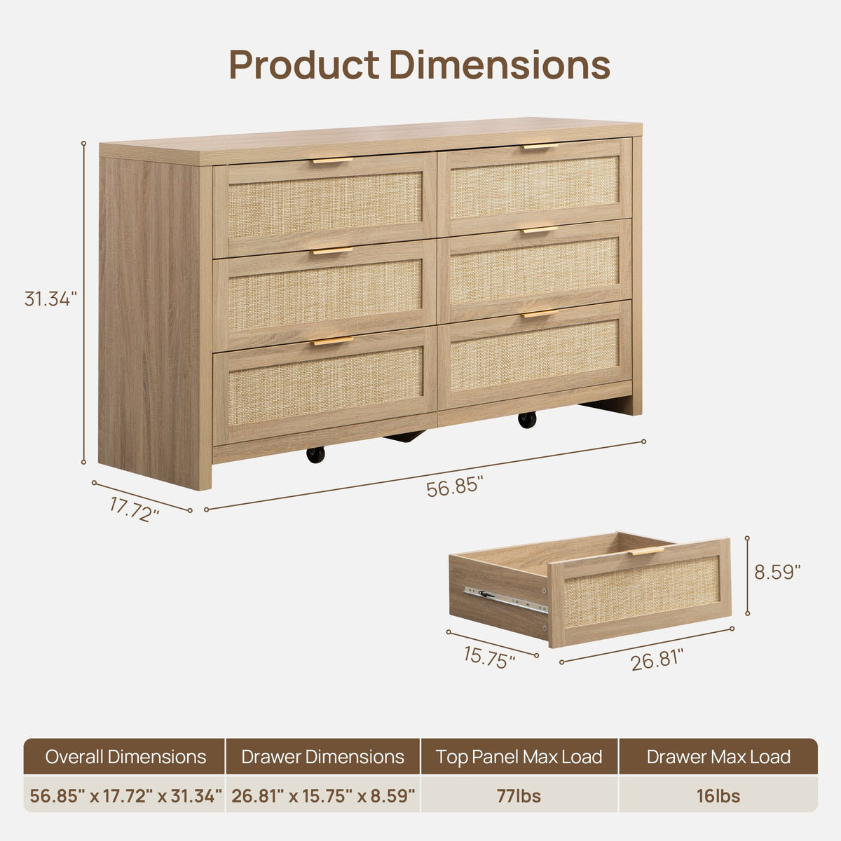 Savanna 6 Drawers Dresser and 2  Drawer Nightstand Set