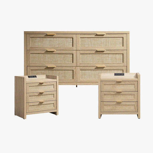 Savanna 6 Drawers Dresser and Nightstands Set
