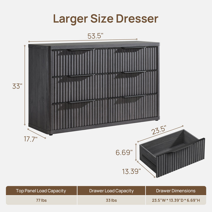 Cas 6 Drawers Dresser and 3 Drawers Nightstands Set