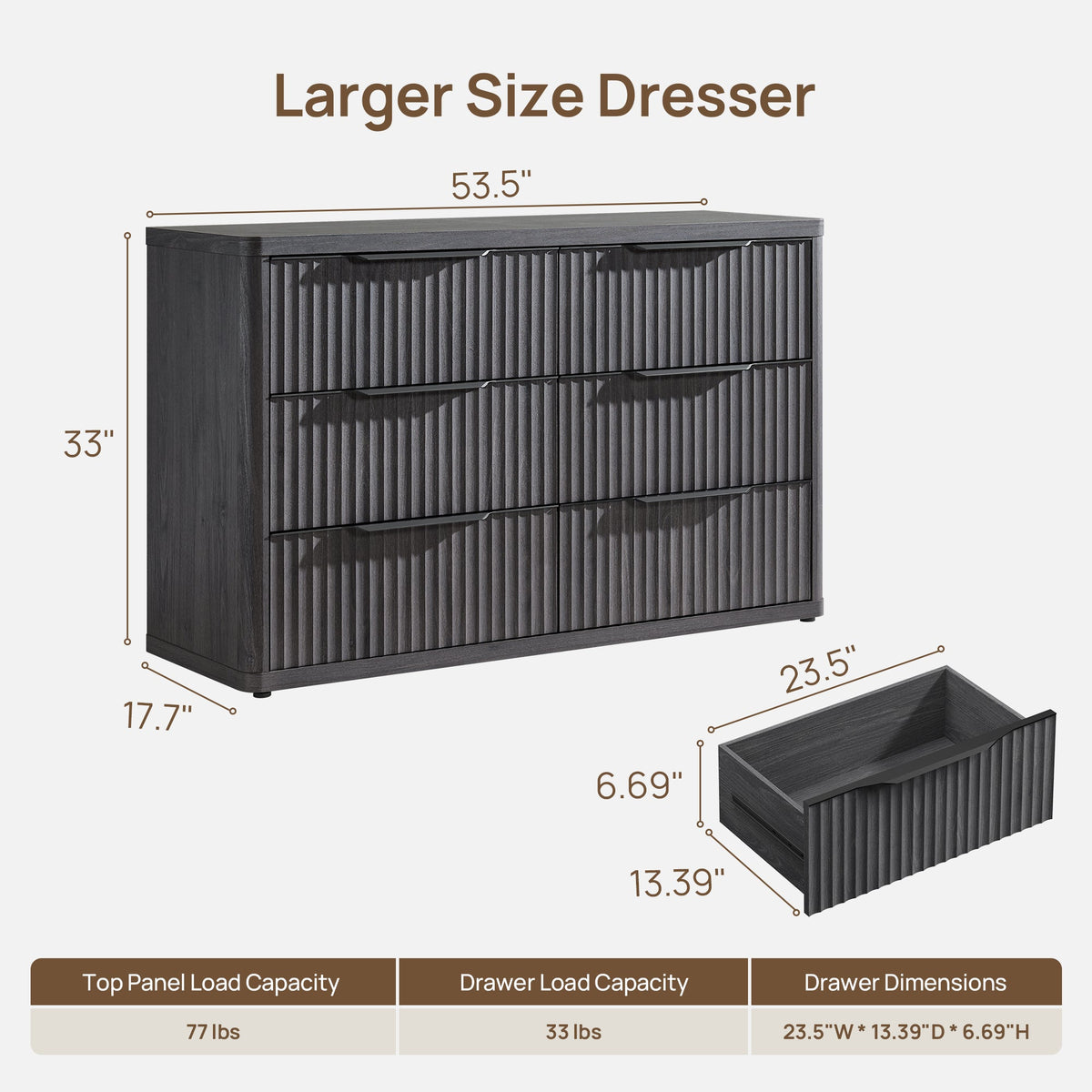 Cas 6 Drawers Dresser and 1 Drawer Nightstands Set