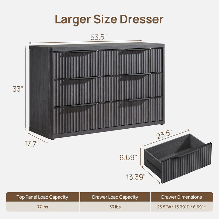 Cas 6 Drawers Dresser and 1 Drawer Nightstands Set