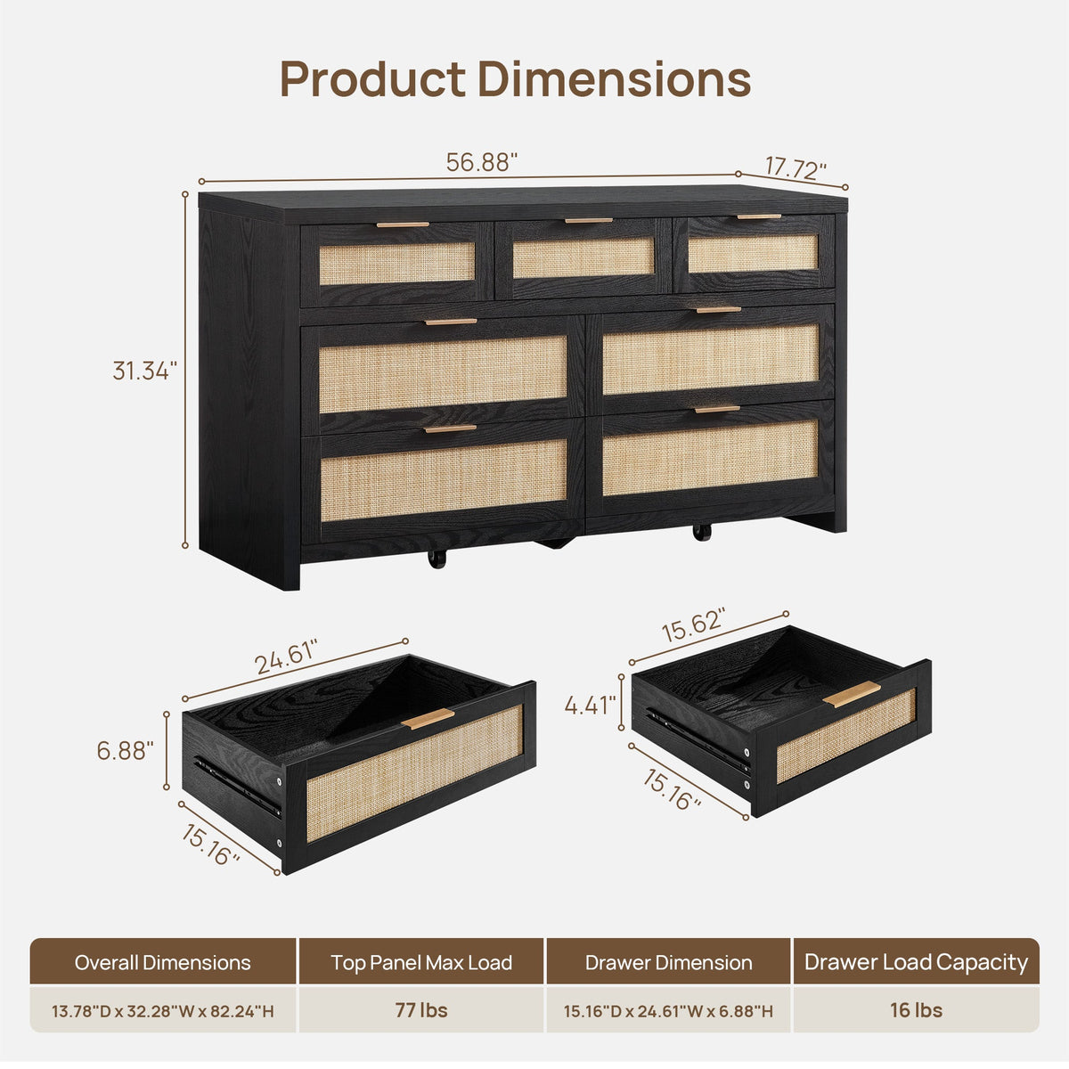 Savanna 7 Drawers Dresser and Nightstands Set