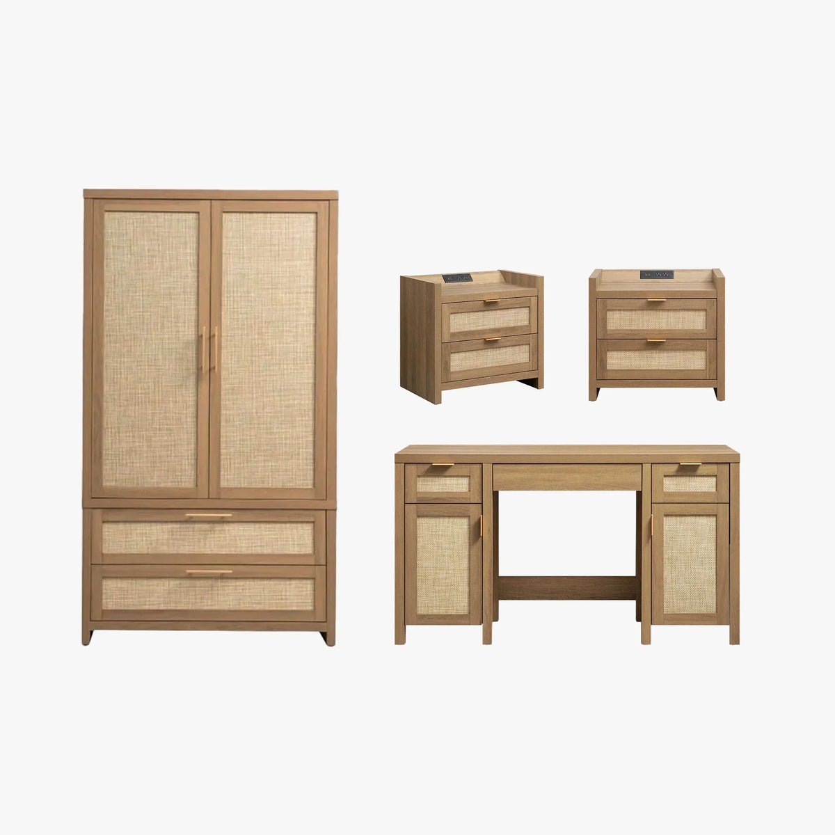 Savanna Makeup Vanity, Wardrobe and 2 Drawers Nightstands Set