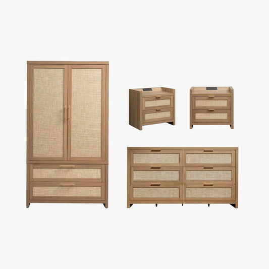 Savanna 6-Drawer Dresser, Wardrobe and 2-Drawer Nightstand Set